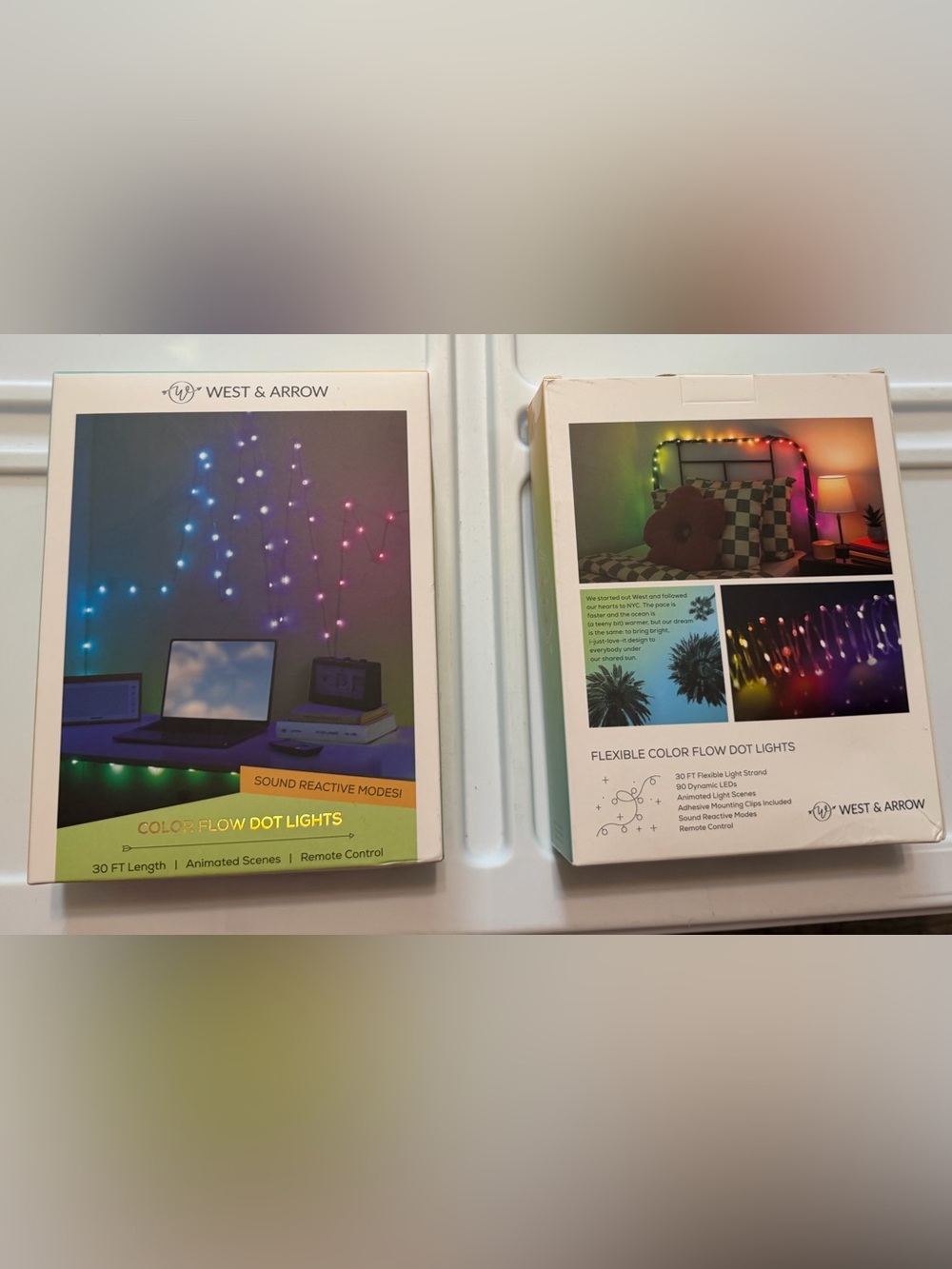 NIB Bundle of 2 West & Arrow Color Flow Dot Lights 30FT Sound Reactive
